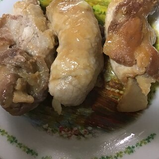 豚肉生姜焼き用でたけのこを巻く